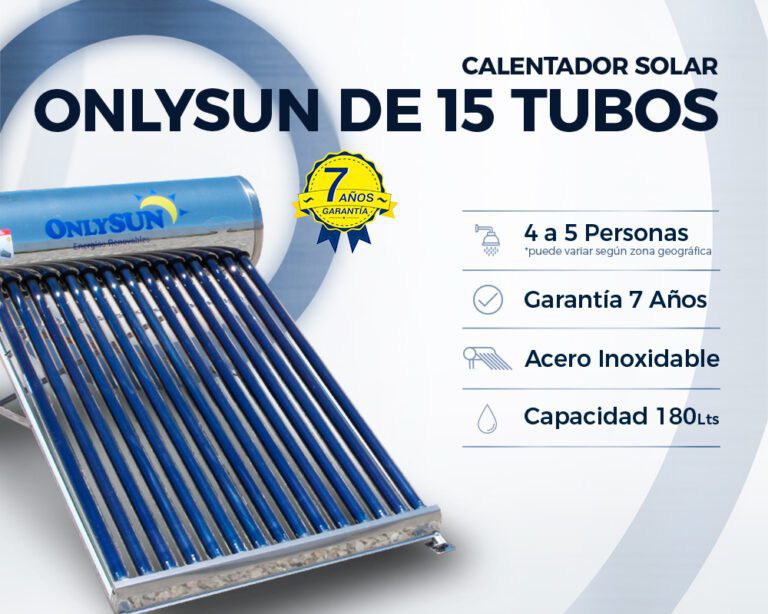 OnlySun High Quality - Calentador Solar de 15 tubos.